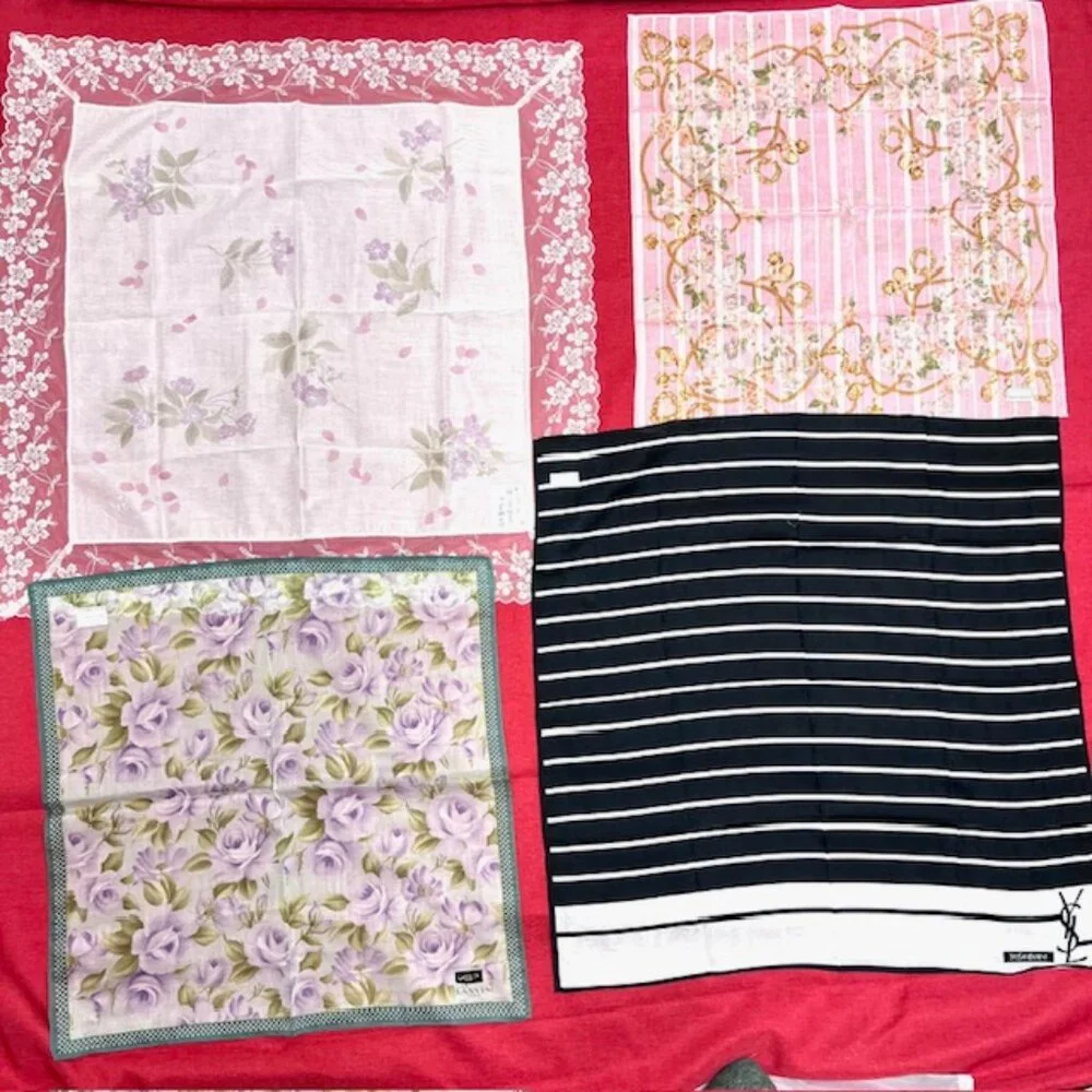 BUNDLE 4:   YSL-LANVIN-NINA RICCI-JP  MiniScarf/Handker Cotton/Silk 25